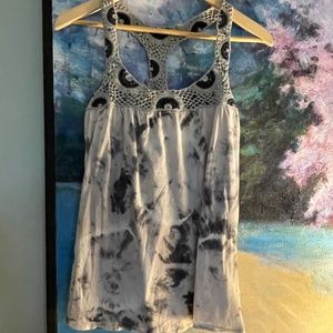 Tie dye tank with macrame